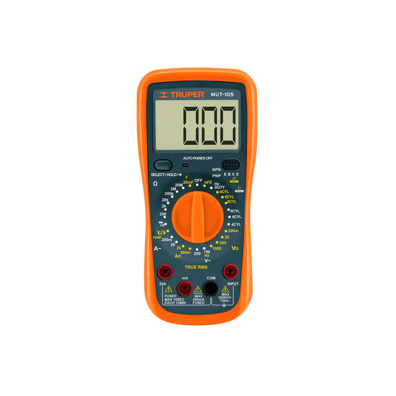 Pinza Amperimetrica Digital 600V 400A, Corriente Voltaje Resistencia  Temperatura, MUT-202 10404 Truper